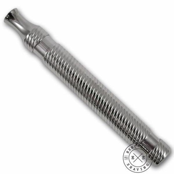 Stainless Steel Spiral Knurled Safety Razor Handle - Shiny Finish