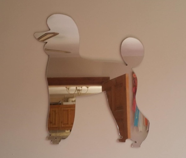 Silver Acrylic (Perspex) Mirror Poodle Pet Trim