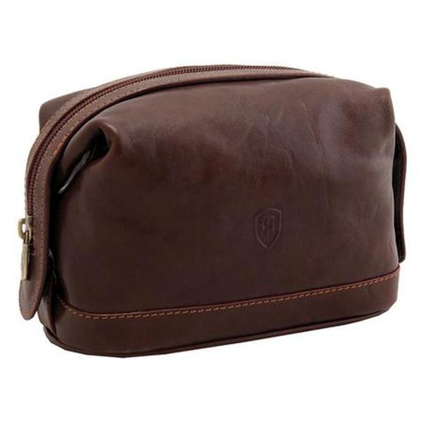 Tumble & Hide Brown Leather Zipped Wash Bag