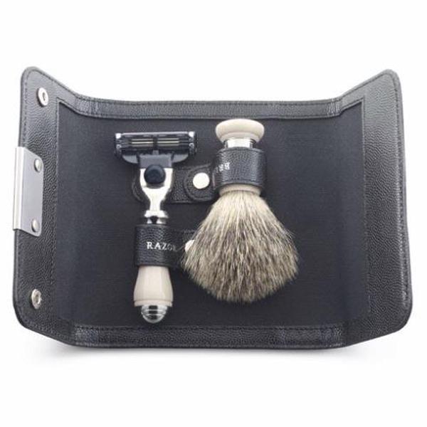 Dalvey Mach3 and Brush Travel Shaving Set (Ivory)