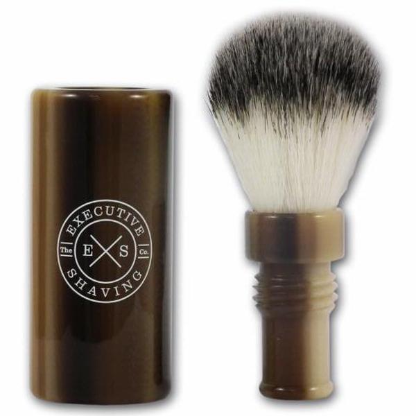Executive Shaving Synthetic Turnback Travel Shaving Brush - Faux Horn
