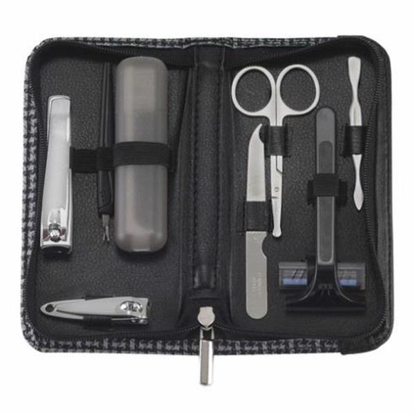 Famego Dogtooth Check 8 Piece Manicure & Grooming Travel Set