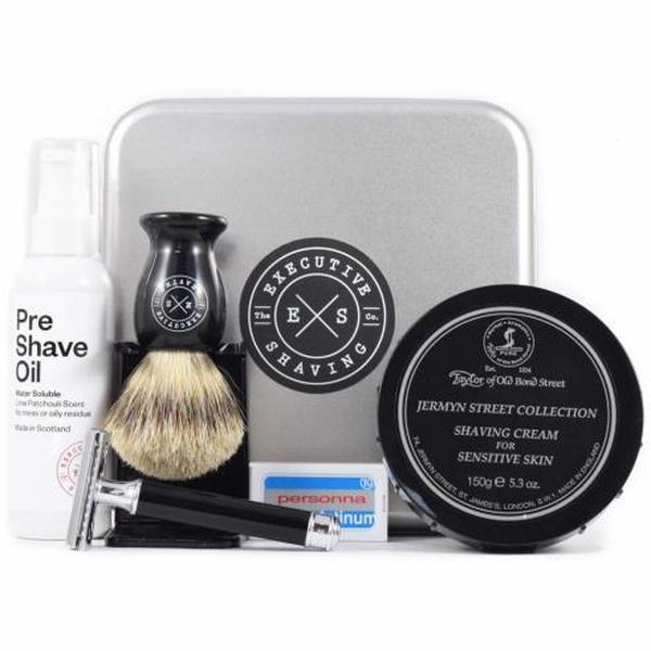 Executive Shaving Noir Safety Razor & Brush Gift Set