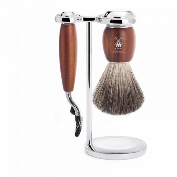 Muhle VIVO Plum Wood 3 Piece Mach3 Shaving Set