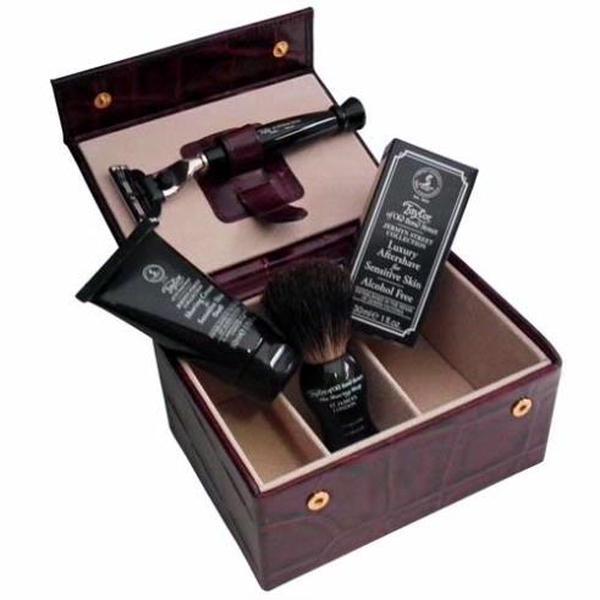 Taylor of Old Bond Street Luxury Brown Leather Gift Set Box