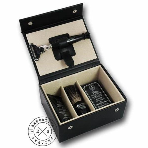 Taylor of Old Bond Street Luxury Black Leather Gift Set Box