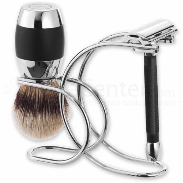 Merkur 3 Piece Black and Chrome Safety Razor Set