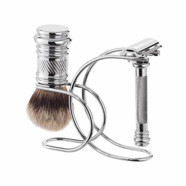 Merkur 3 Piece Chrome Barber Pole Safety Razor Set