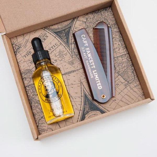 Captain Fawcett Beard Oil & Folding Pocket Moustache Comb Gift Set