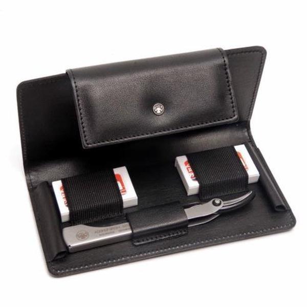 Dovo of Solingen Shavette and blades in leather case